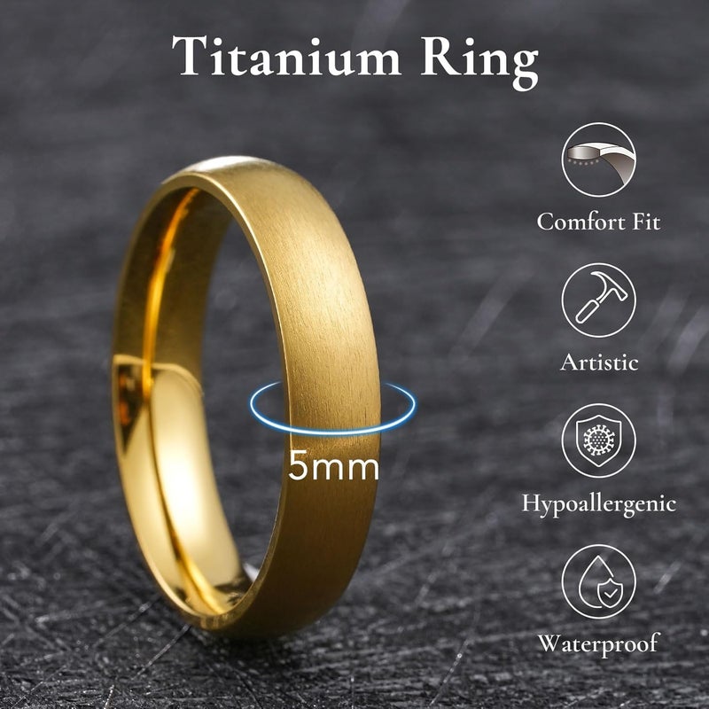 King Will Titanium Wedding Band for Men Women-Sliver/Black/Gold Plated Pure Titanium Wedding Ring, 3-9mm Widths Available Brushed Matte Design Comfort Fit Size 4-16 - Image 2